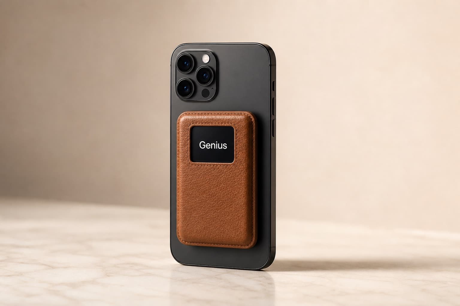 Indian professional on a phone call with the Genius AI recorder attached to the back of his iPhone